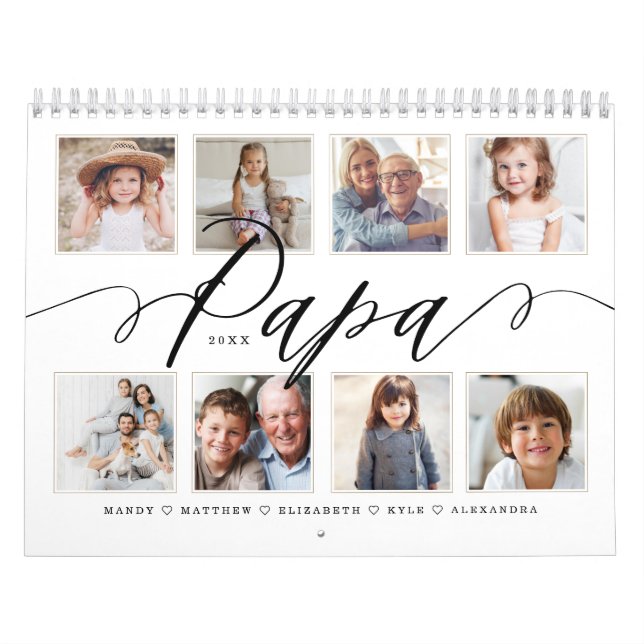 Calendario Regalo para papá| Fotos familiares de nietos (Tapa)