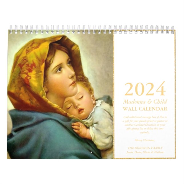 Calendario Regalo tradicional de los Navidades Madonna e Infa (Tapa)