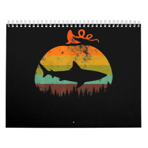 Calendario Regalos de Halloween con calabaza de tiburón retro