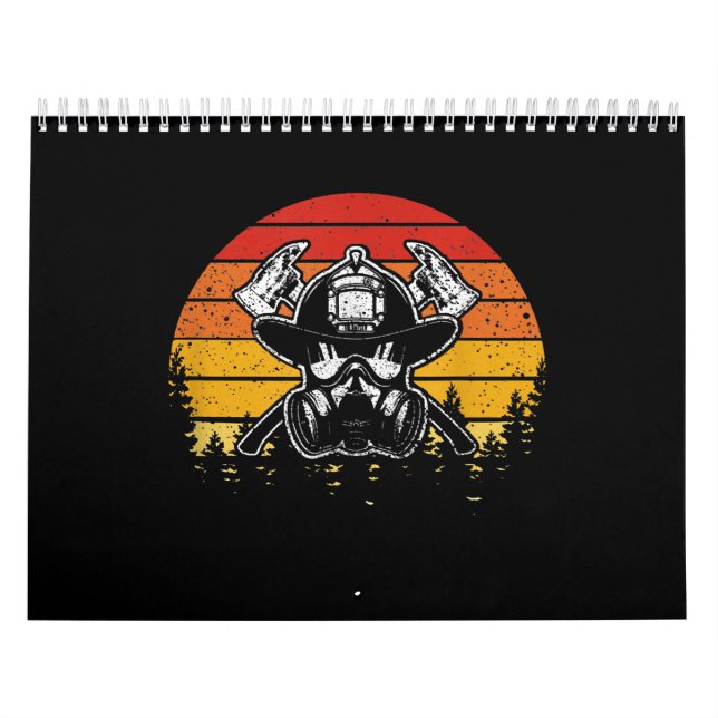 Calendario Regalos Retro Vintage Sunset Firefighter | Lucha c (Tapa)