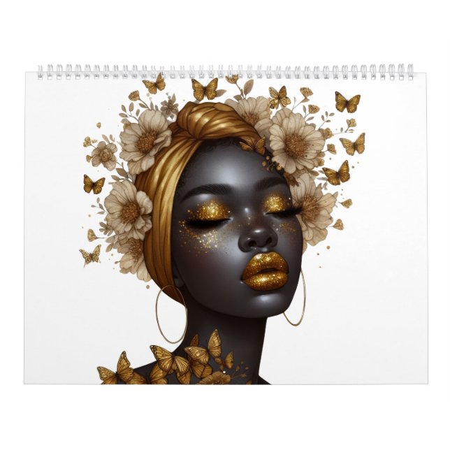 Calendario Reina negra mariposa bling melanin sista (Tapa)
