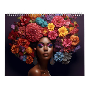 Calendario Reina negra melanina sista flor curo afro mujeres