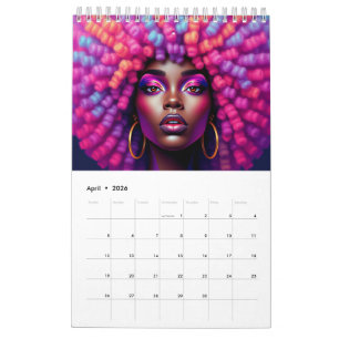 Calendario Reina negra pastel arcoíris melanina hermana