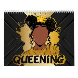 Calendario Reina negra queando melanina mujeres amor oro