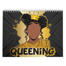 Calendario Reina negra queando melanina mujeres amor oro