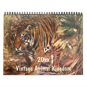 Calendario Reino de los Animales Vintage, Selva y Creatura Fo