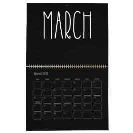 Calendario relleno moderno en blanco y negro