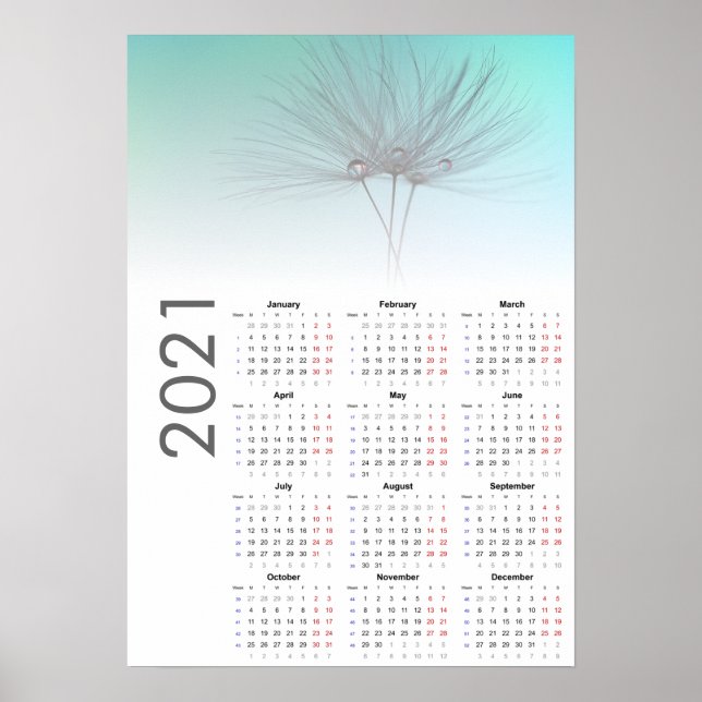 Calendario Relojes Diente de León Póster 2021 (Frente)
