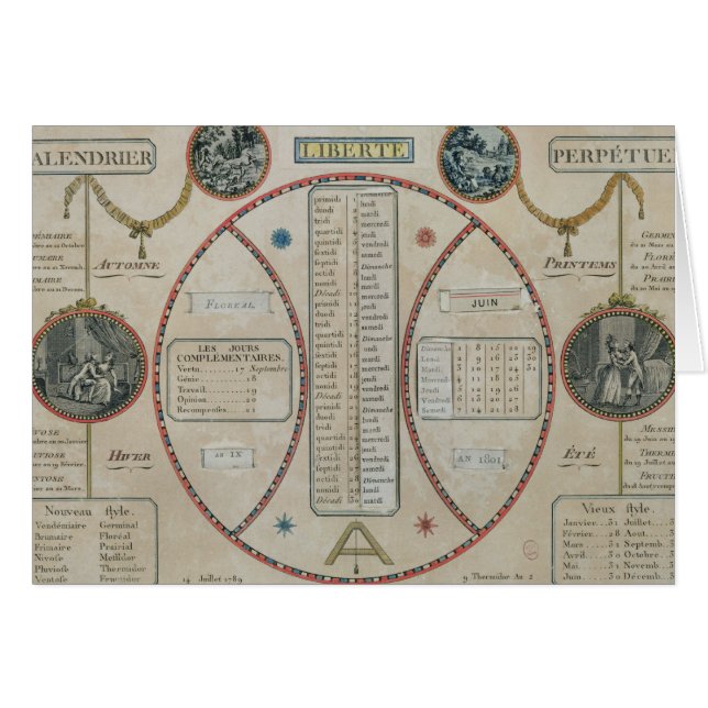 Calendario republicano perpetuo, junio de 1801 (Anverso (Horizontal))