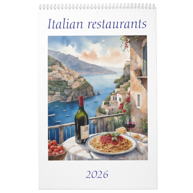 Calendario Restaurante italiano de acuarela original 2026 (Tapa)