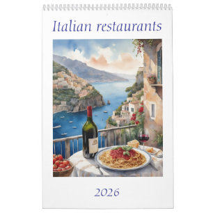 Calendario Restaurante italiano de acuarela original 2026