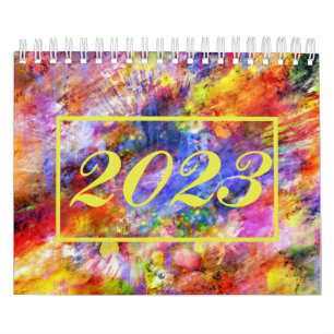 Calendario Resumen Art Gold Red Blue Guay 2023
