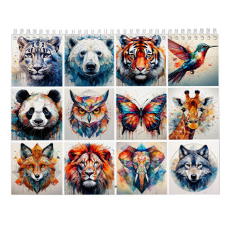 Calendario Resumen de los animales de acuarela