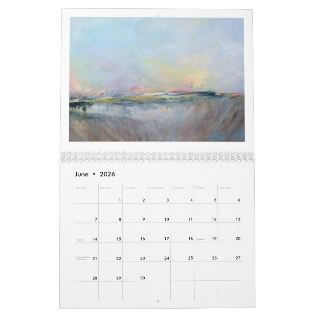 Calendario Resumen de paisajes Arte Original Pintura 202X (Jun 2026)