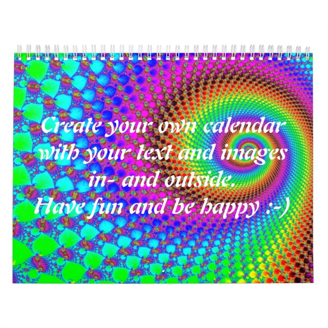 Calendario Resumen Fractal espiral I + tu texto e imágenes (Tapa)