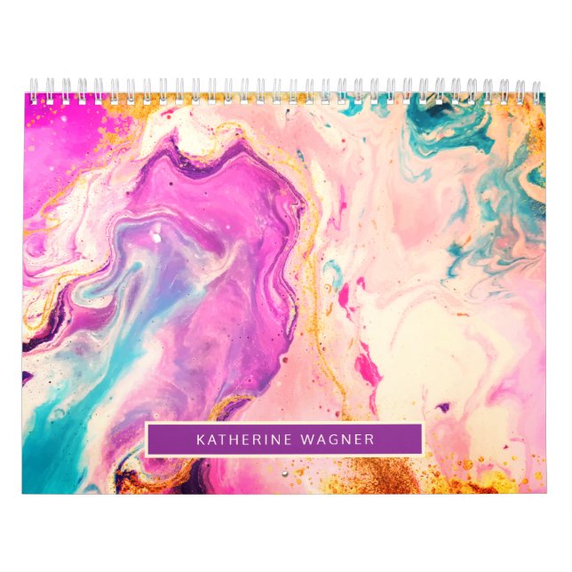 Calendario Resumen Paint Swirl Cotizaciones Inspiradoras Mono (Tapa)