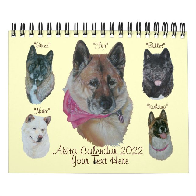 Calendario retrato de perro akita arte japonés americano 2022 (Tapa)
