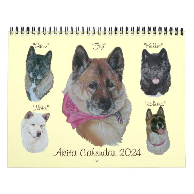 Calendario retratos artísticos originales de perros akita jap (Tapa)