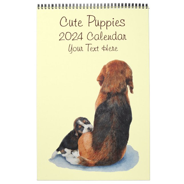 Calendario retratos de cachorros y perros lindos 2024 (Tapa)