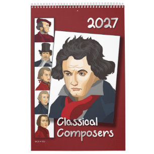 Calendario Retratos de compositores, estilo moderno, 2027