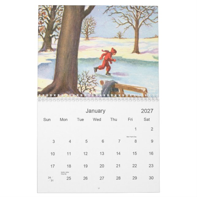 Calendario retro 2012 de los niños (Jan 2027)