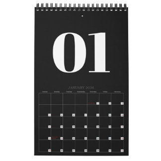 Calendario Retro Black and White No Photo 2026