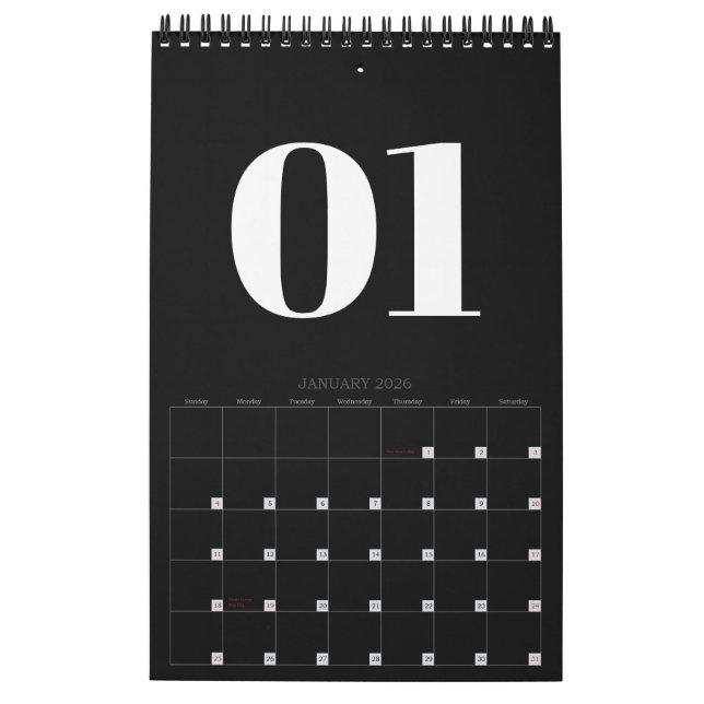 Calendario Retro Black and White No Photo 2026 (Jan 2026)