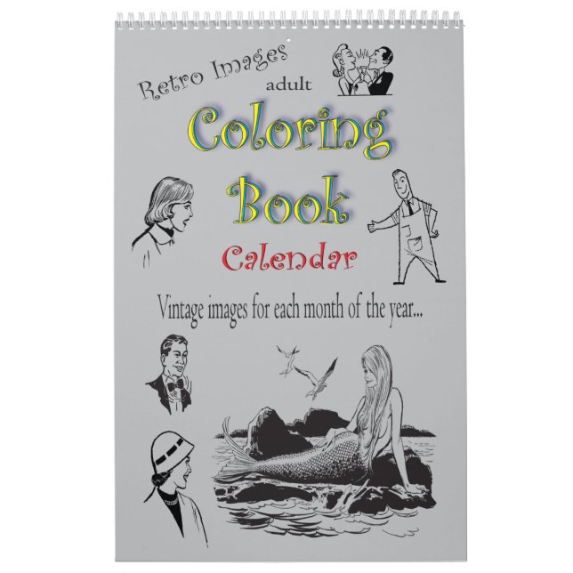 Calendario Retro Clip Art Libro de Colores para Adultos (Tapa)