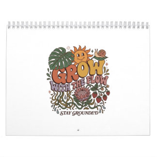 Calendario Retro Grow With The Flow Spiral Notebook | Boho Na