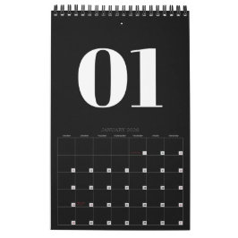 Calendario Retro Negro y Blanco Sin Foto 2026