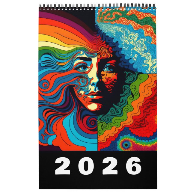 Calendario Retro Sixties de Arte Psicodélico 2026 (Tapa)