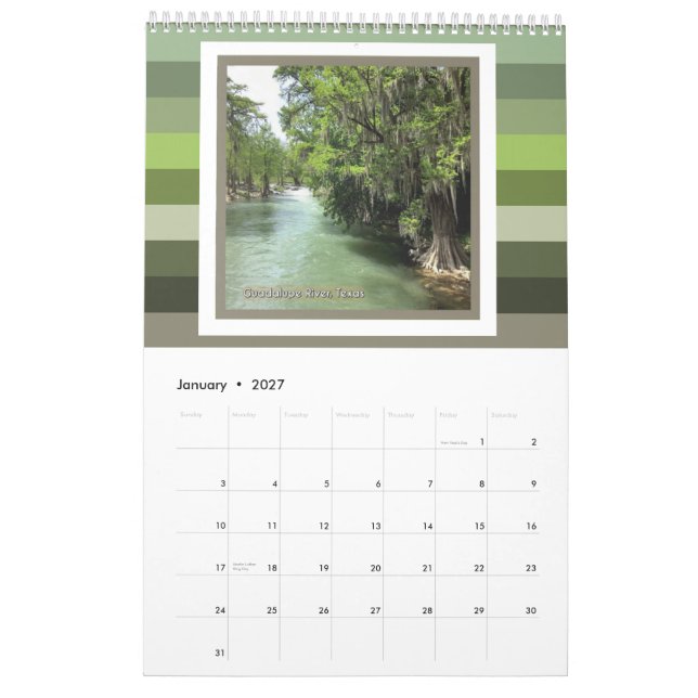 Calendario Río Guadalupe en Gruene, Texas (Jan 2027)