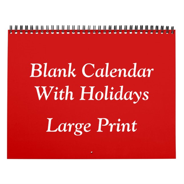 Calendario rojo en blanco con vacaciones y números (Tapa)