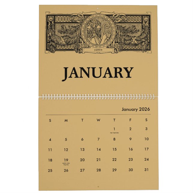 Calendario Roman Mythology Art Nouveau (Jan 2026)