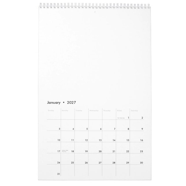 Calendario Rosa de verano Boda (Jan 2027)