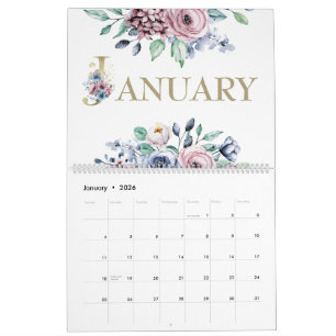 Calendario Rosa Elegante Rosa Blush 2026