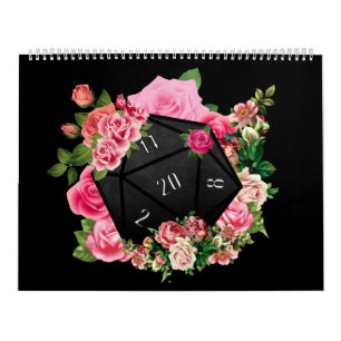 Calendario Rosa floral D20 Tabletop RPG Gaming dados