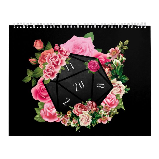 Calendario Rosa floral D20 Tabletop RPG Gaming dados (Tapa)