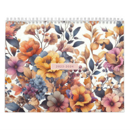 Calendario Rosa floral moderno otoño elegante