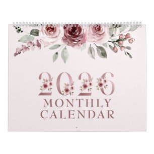 Calendario Rosa Rosa Elegante 2026