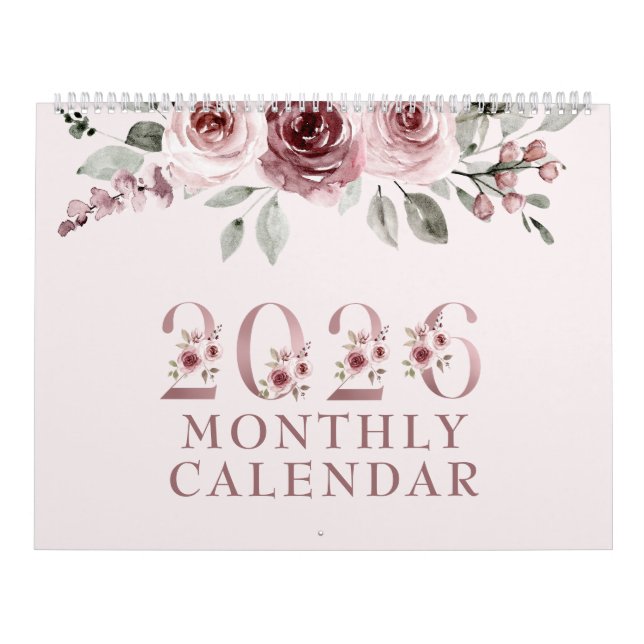Calendario Rosa Rosa Elegante 2026 (Tapa)