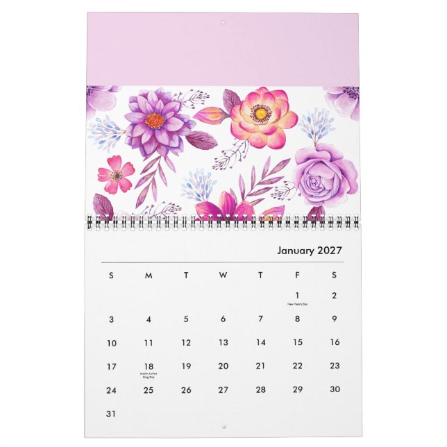 Calendario Rosa violeta (Jan 2027)
