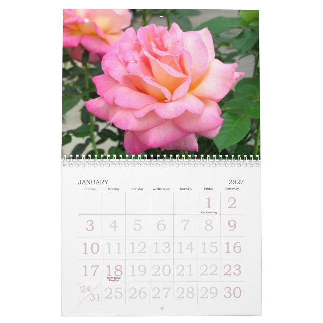 Calendario Roses 2018 Custom Calendar (Jan 2027)