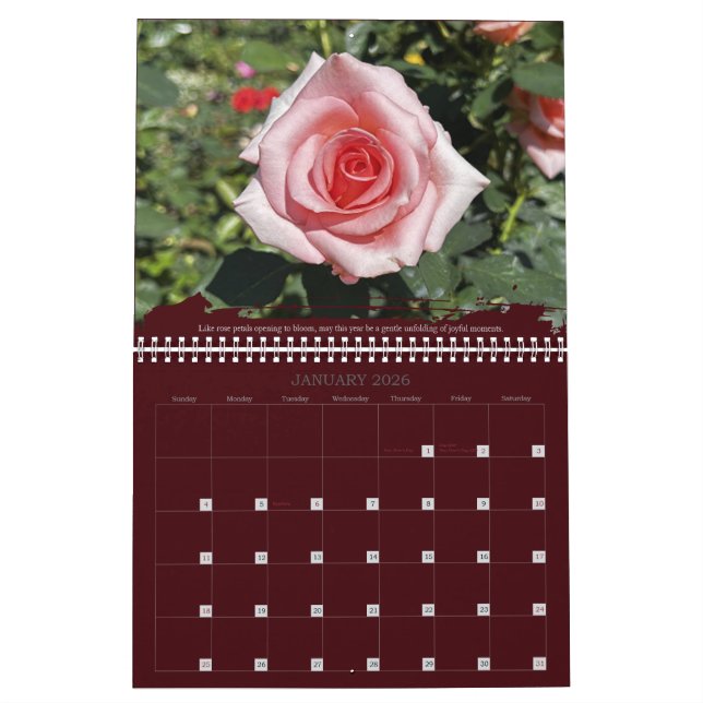 Calendario Roses Photography Inspirational Quote Calendar (Jan 2026)