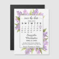 Calendario rústico de Boho Lilacs salva el imán de