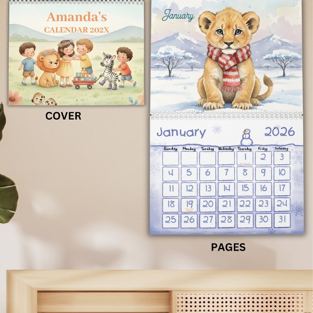 Calendario Safari Animals Personalized Kids Calendar 2026 (Subido por el creador)