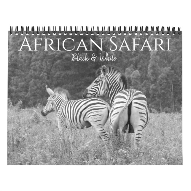 Calendario safari negro y blanco 2026  (Tapa)