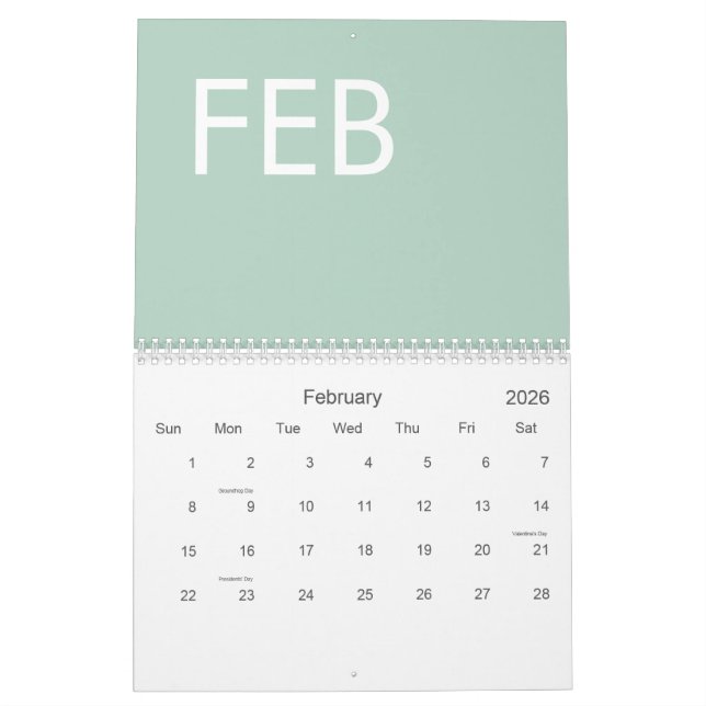 Calendario Sage Green Modern Minimalista (Feb 2026)