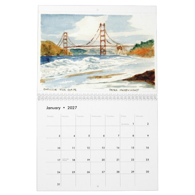 Calendario San Francisco y el Golden Gate (Jan 2027)