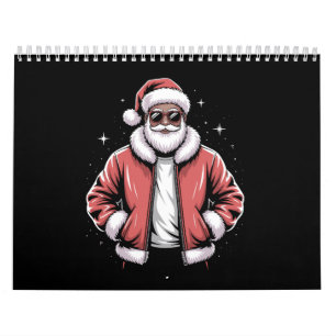 Calendario Santa afroamericano pijama de Navidad genial negro